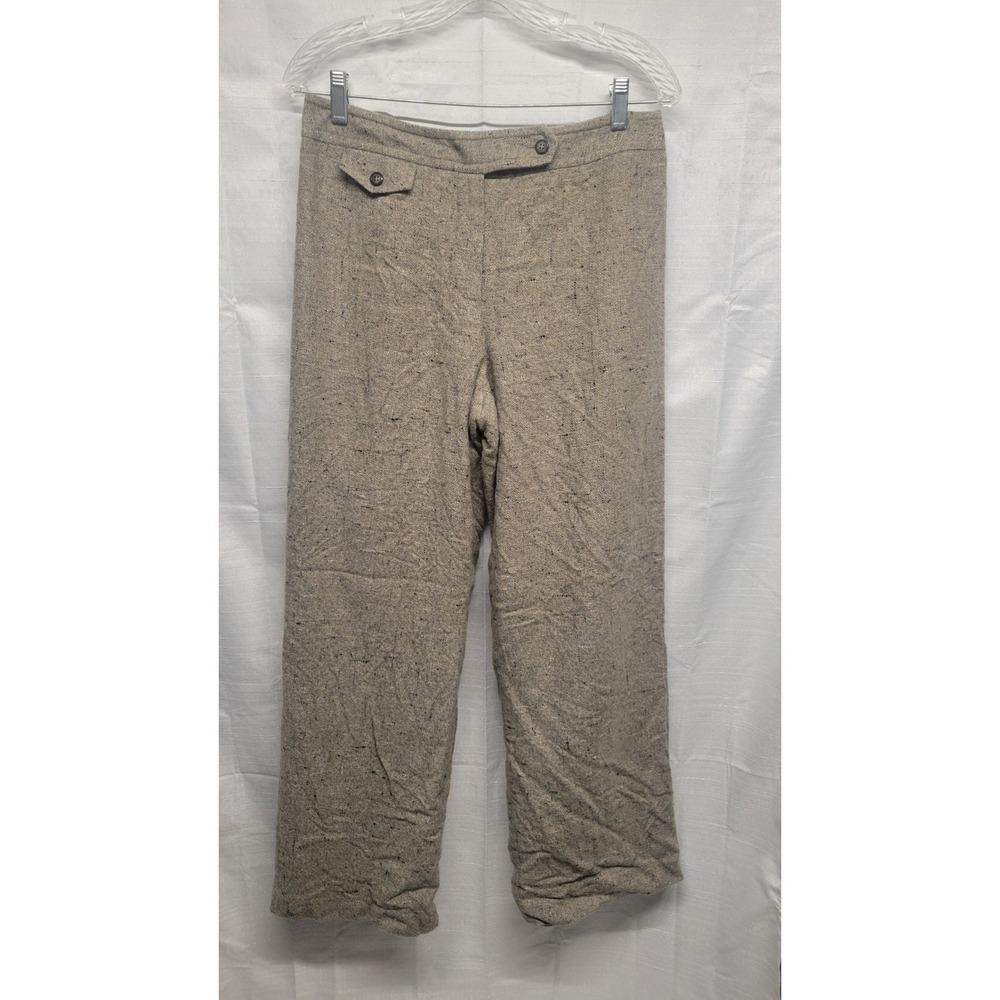 Talbots Womens Tweed Wool Blend Tan Dress Pants Wide Leg Size 10